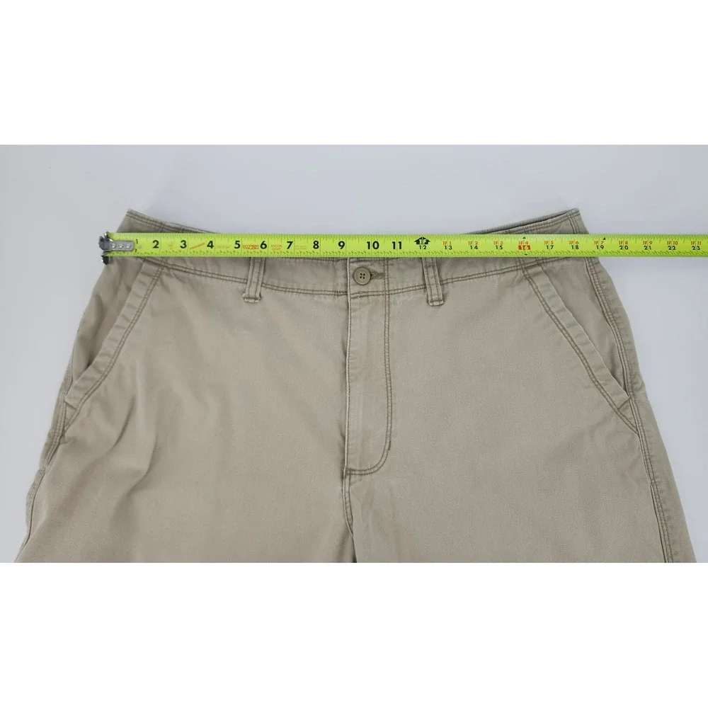 Old Navy Mens Chino Uniform Shorts Khaki Tan Size 36 Flat Front Cotton Twill